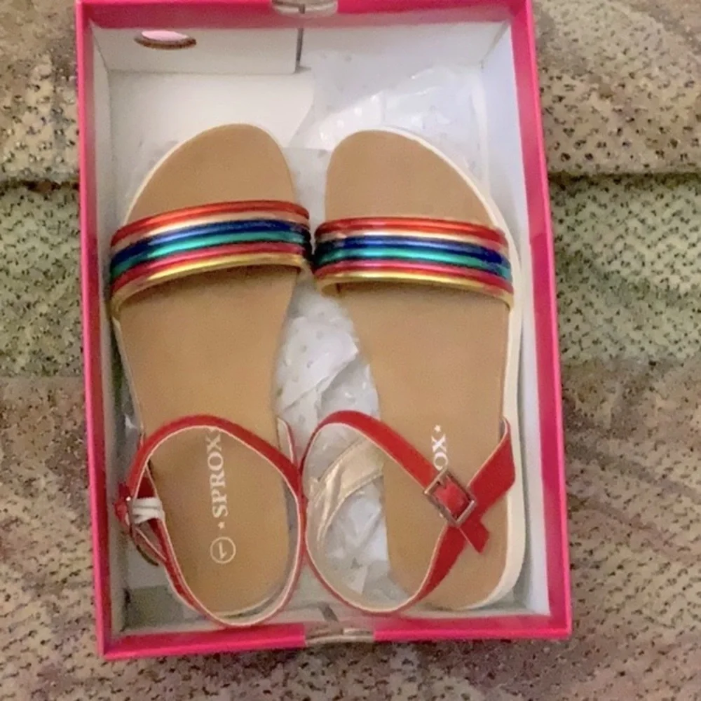 NIB Sprox girls metallic rainbow sandals in size 1